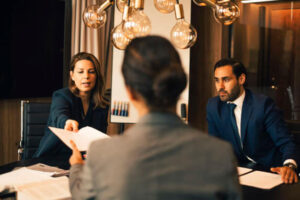 a group of people sitting at a table